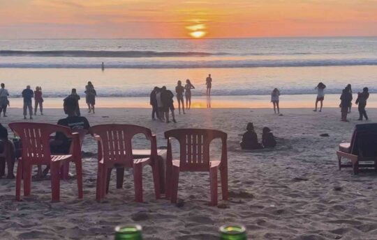 Bali beaches View of Kuta beach in Bali at sunset