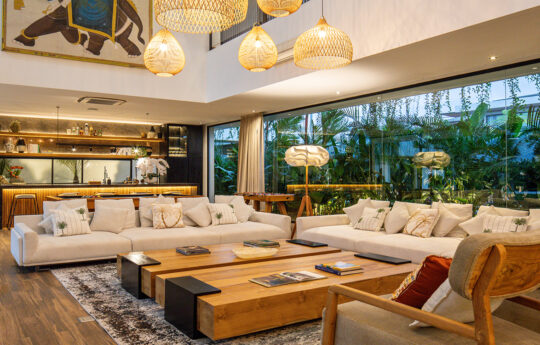 Plush sofas of lounge room with coffee table