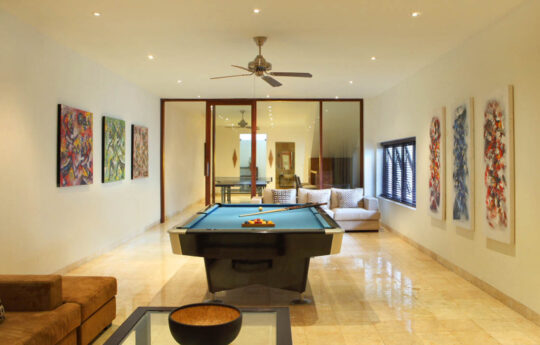 Games room for the kids featuring billiard table
