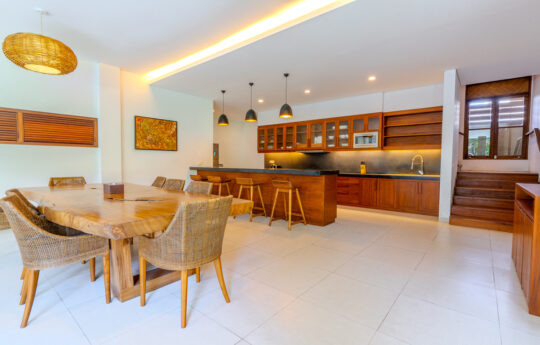 Kitchen and dining area of modern villa