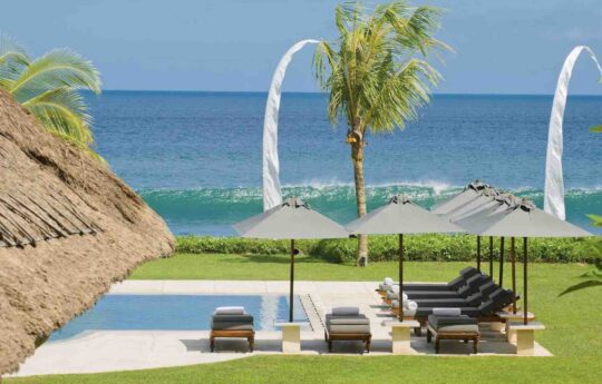 beachfront villas in Bali with view of swimming pool and deck area