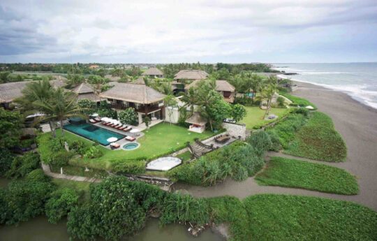 Villa Ambra from above with Canggu beach and district views