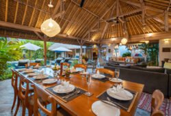 Book Villa Damai Manis - contact Bali Villa Escapes Living and dining areas of villas with garden in background