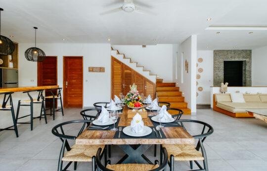 Dining area of villa with dining table