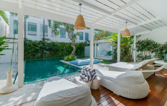 Swimming pool views from interior of villa