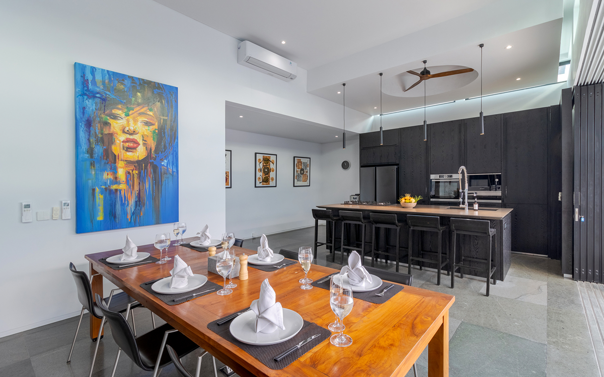 Kitchen and dining area of villa