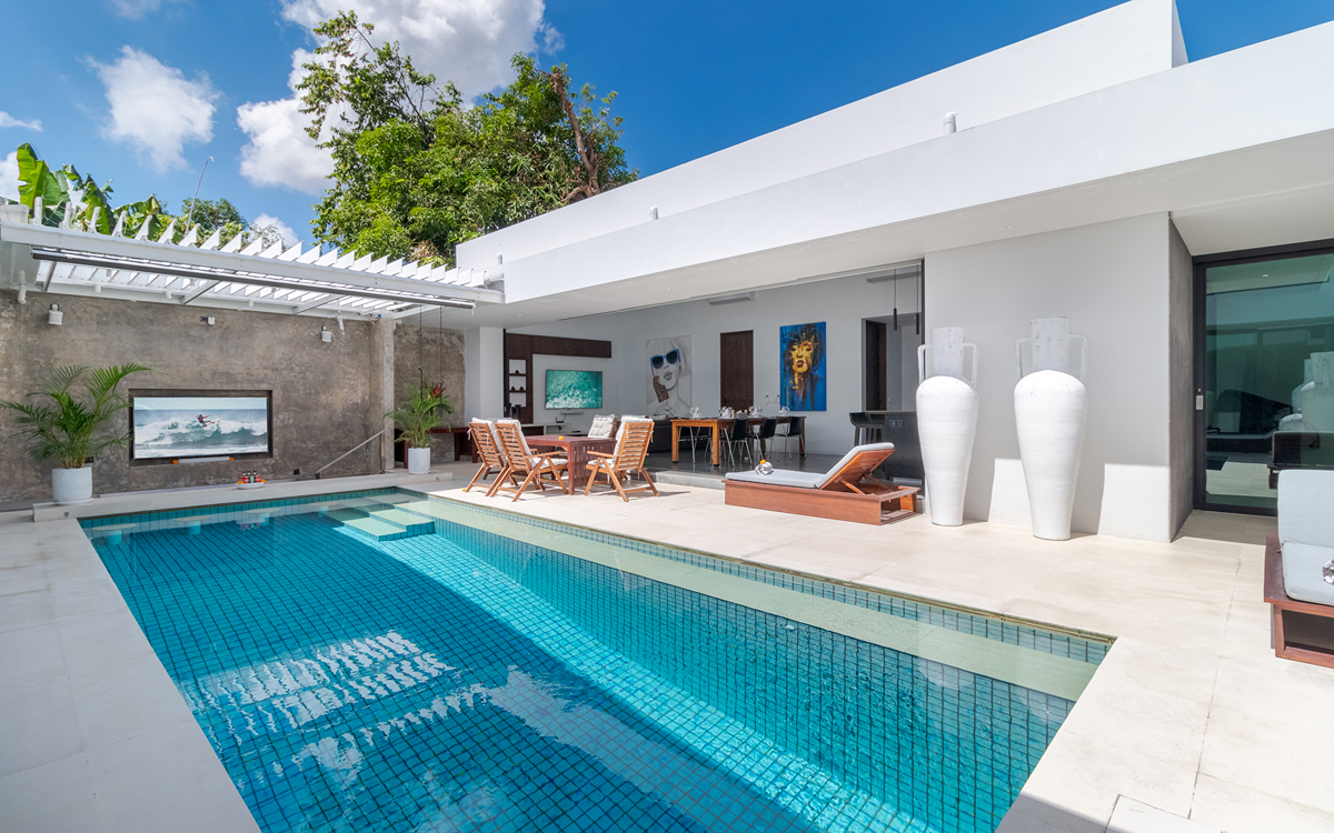 swimming pool of villa with views to living areas