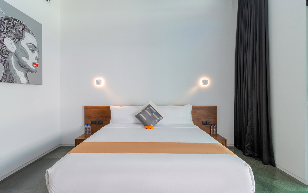 King sized bed in villa