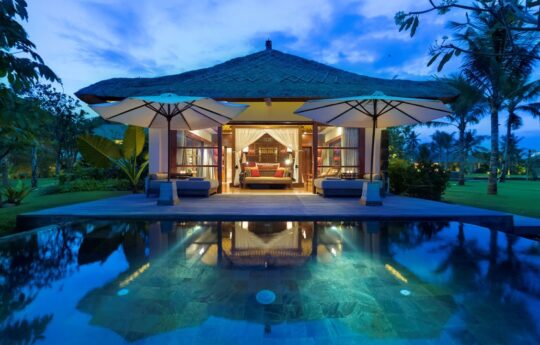 Tabanan villas – Kaba Kaba Estate, pool by night Kaba Kaba Estate Tabanan Villas