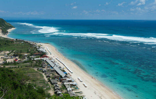 views over Pandawa beach in Bali on sunny day