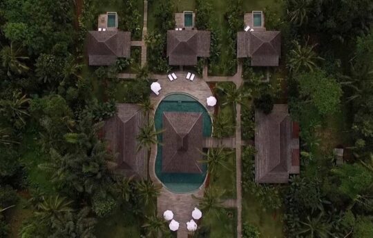 ubud villas – villa nag shampa, aerial view villa nag shampa ubud villas