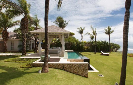Pool and ocean views with outdoor gazebo area