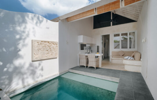 Nakula Suite’s Nakula Suites swimming pool and view of kitchen