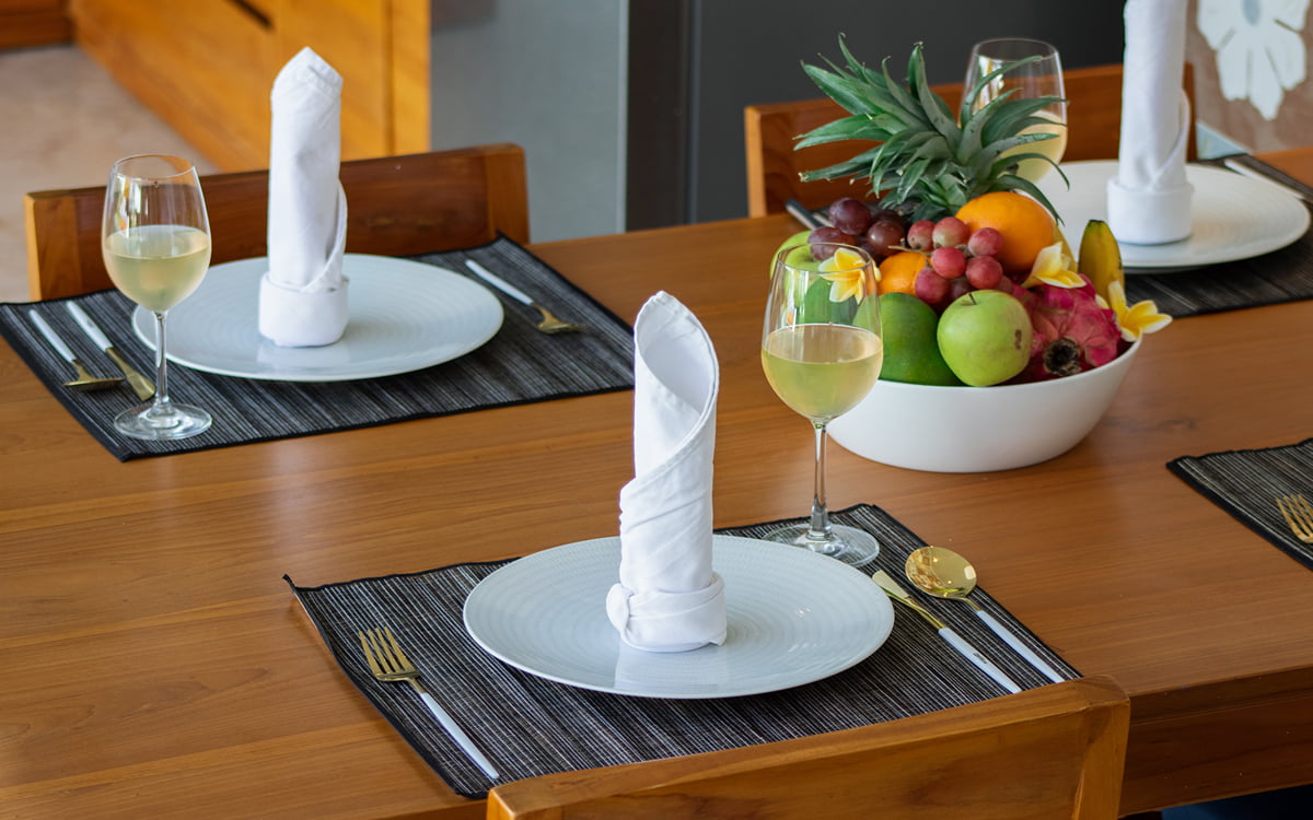 Dining table in villa