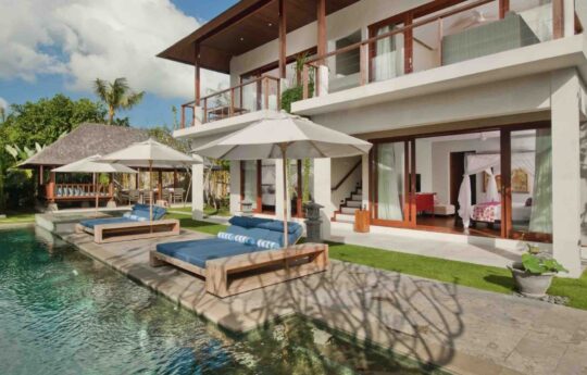 villa joss View of swimming pool and garden area from lounge room during day of Villa Joss