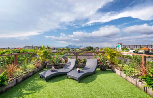 Villa Kulo Rooftop area of Villa Kulo Seminyak with Mt Agung district views