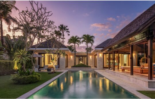 Villa Bima Swimming Pool at dusk with views of exterior