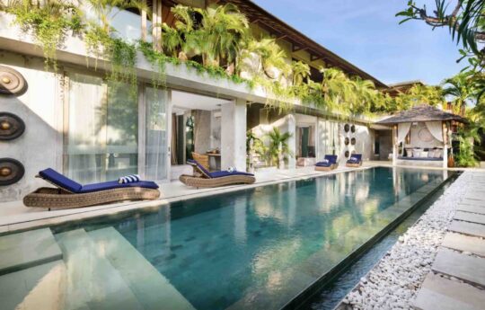 villa ipanema exterior with swimming pool and deck chairs