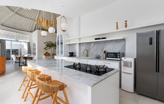 Luxurious modern kitchen with island bench for cooking